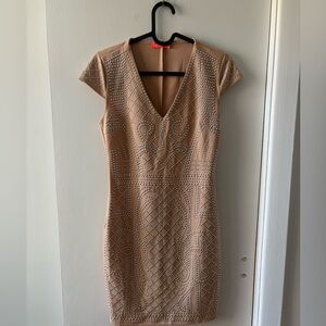 Light pink beaded prom mini dress